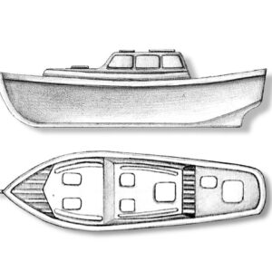 Plastic Wood Boat with Cabin 80mm (AM4978)